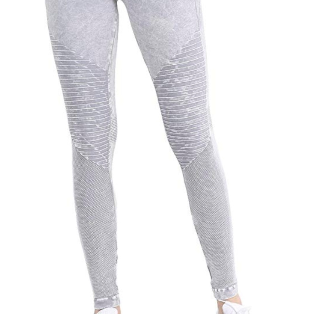 Acid washed grey moto seamless leggings